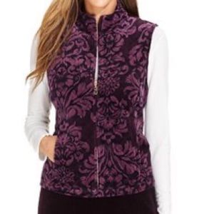 Charter Club Purple Velour Sleeveless Vest Jacket Size Large